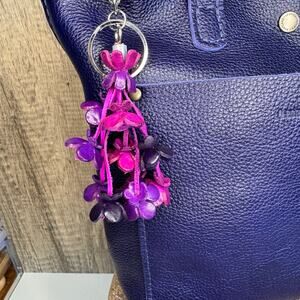 Leather Flower Purse Charm Genuine Leather Bag Charm NEW FAST SHIP